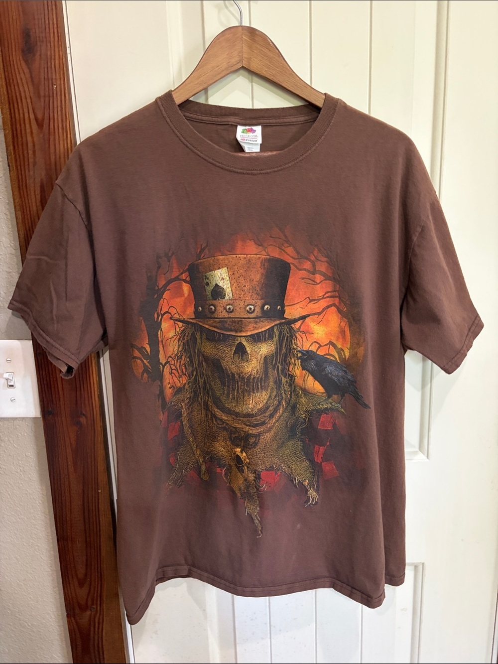 Vintage Fruit of the Loom Skeleton Scarecrow Graphic Cotton T Goth Unisex